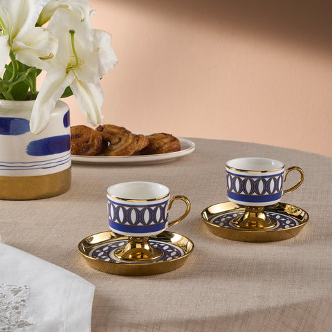 Karaca Hilal 4-Piece Porcelain Turkish Coffee Cup Set, 85 ml, Multi