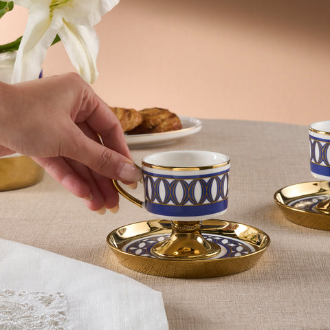 Karaca Hilal 4-Piece Porcelain Turkish Coffee Cup Set, 85 ml, Multi