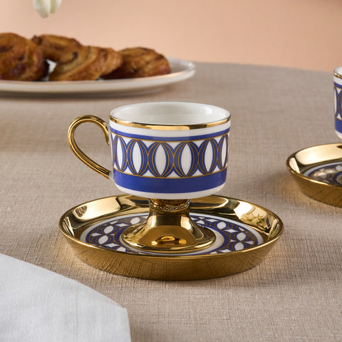 Karaca Hilal 4-Piece Porcelain Turkish Coffee Cup Set, 85 ml, Multi