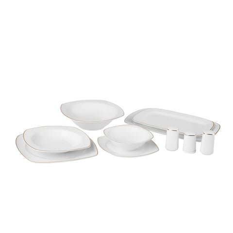 Karaca Timeless 59 Parça Porcelain Yarım Kare Yemek Takımı 12 Kişilik, Altın
 