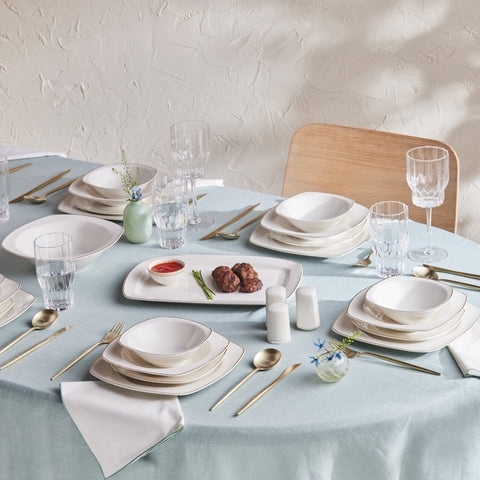 Karaca Timeless 59 Parça Porcelain Yarım Kare Yemek Takımı 12 Kişilik, Altın
 