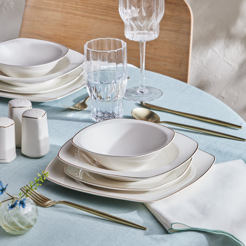 Karaca Timeless 59 Parça Porcelain Yarım Kare Yemek Takımı 12 Kişilik, Altın
 