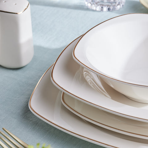 Karaca Timeless 59 Parça Porcelain Yarım Kare Yemek Takımı 12 Kişilik, Altın
 