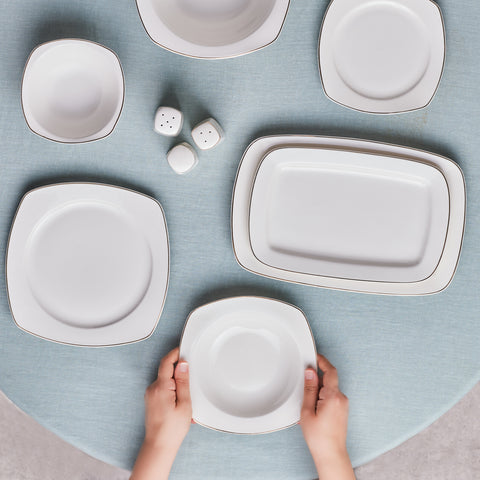 Karaca Timeless 59 Parça Porcelain Yarım Kare Yemek Takımı 12 Kişilik, Altın
 