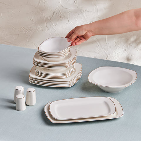Karaca Timeless 59 Parça Porcelain Yarım Kare Yemek Takımı 12 Kişilik, Altın
 