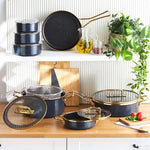 Karaca Crystal Enameled Granite Anthracite Induction Base 14 Piece Dowry Set