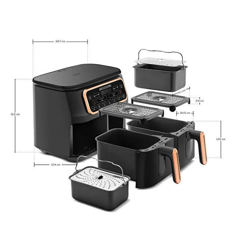 Karaca Air Pro Cook Duo Ev Yemeği XXXL Airfryer Black Copper 8L