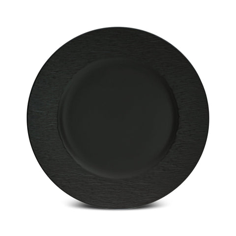 Karaca Solem Embossed 18-teiliges Steinzeug-Tafelservice für 6 Personen, Schwarz