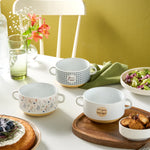 Karaca Monet Flower Soup Bowl Set, 3-Piece, 460 ml