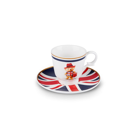 Karaca London 2 Kişilik 4 Parça Bone China Türk Kahvesi Fincan Takımı, 80 ml, Çok Renkli