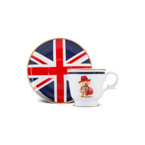 Karaca London 2 Kişilik 4 Parça Bone China Türk Kahvesi Fincan Takımı, 80 ml, Çok Renkli