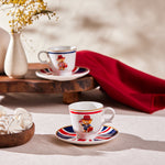 Karaca London 2 Kişilik 4 Parça Bone China Türk Kahvesi Fincan Takımı, 80 ml, Çok Renkli