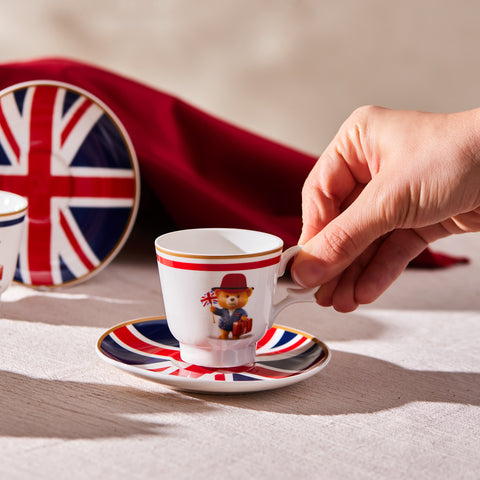 Karaca London 2 Kişilik 4 Parça Bone China Türk Kahvesi Fincan Takımı, 80 ml, Çok Renkli