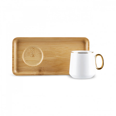 Karaca Ada Bamboo Plate 2 Person Coffee Cup 90 Ml