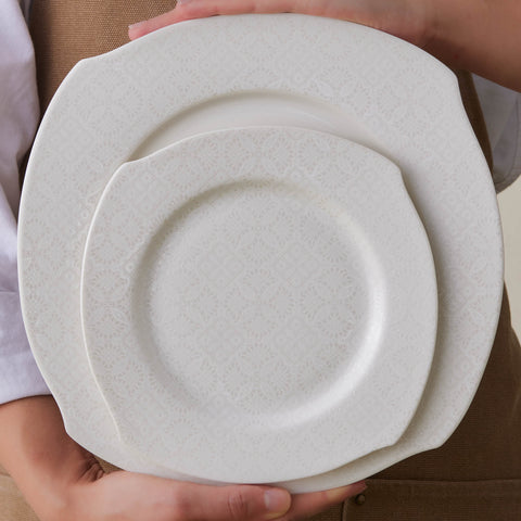 Karaca Square Bone Fancy 53-teiliges Geschirrset für 12 Personen