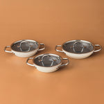Karaca x Refika Swiss Crystal Creamy Metal 6-Piece Sahan Set Cream