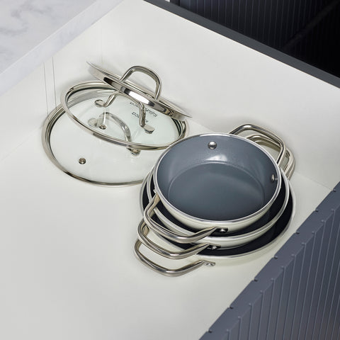 Karaca x Refika Swiss Crystal Creamy Metal 6-Piece Sahan Set Cream