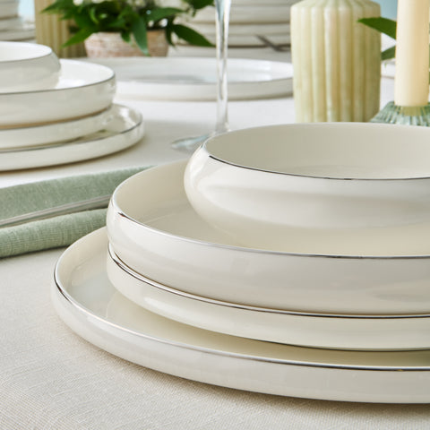 Karaca Stream Bone Sunset Platin, 53-Piece 12-Person Dinner Set