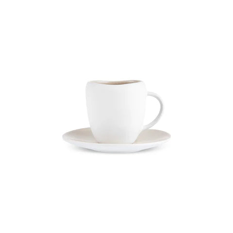 Karaca Earth Collection New Cupid Reactive Glaze Espresso Türkischer Kaffeetassen-Set, 90 ml, Für 1 Person, Beige-Weiß