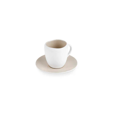 Karaca Earth Collection New Cupid Reactive Glaze Espresso Turkish Coffee Cup Set, 90 ml, Single Person, Beige White