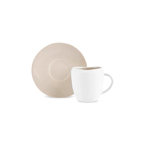 Karaca Earth Collection New Cupid Reactive Glaze Espresso Turkish Coffee Cup Set, 90 ml, Single Person, Beige White