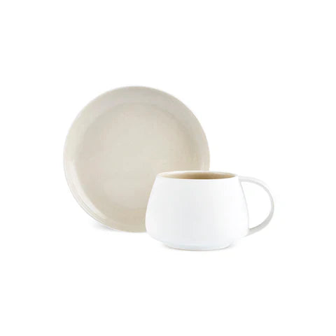Karaca Earth Collection New Cupid 2-Piece Reactive Glaze Tea Set, 300ml, Single Person, Beige White