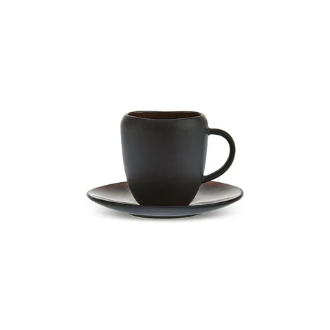 Karaca Earth Collection New Galactic 2-Piece Reactive Glaze Espresso Turkish Coffee Cup Set, 100ml, Single Person, Black