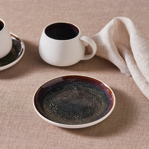 Karaca Earth Collection New Galactic 2-Piece Reactive Glaze Tea Set, 300ml, White