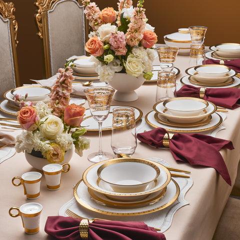 Karaca Royal Bone China Victoria 55 Parça 12 Kişilik Yemek Takımı, Gold