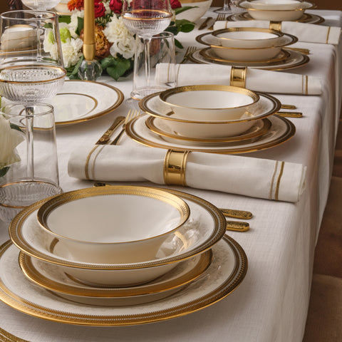 Karaca Royal Bone China Charlotte 55 Parça 12 Kişilik Yemek Takımı, Gold