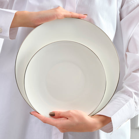 Karaca Fine Pearl Extra Chanak 55-teiliges Tafelservice für 12 Personen Platin