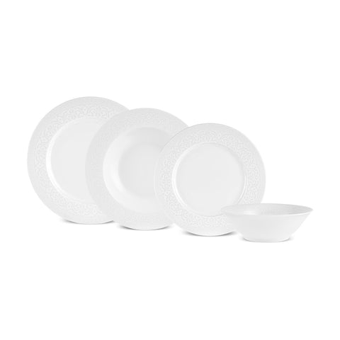 Karaca New Dome Dinnerware Set for 6 Persons, 24 Pieces, White


