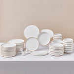 Karaca Stream Bone China Sunset 53-Piece Serveware Set for 12 People, Gold