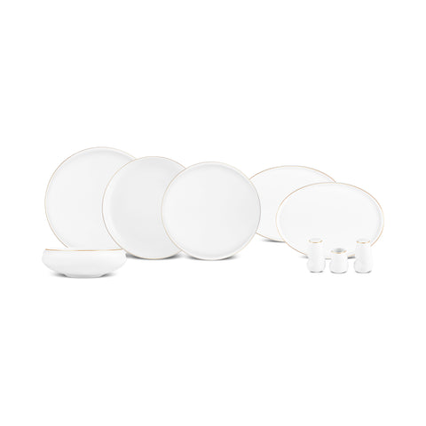 Karaca Stream Bone China Sunset 53-Piece Serveware Set for 12 People, Gold