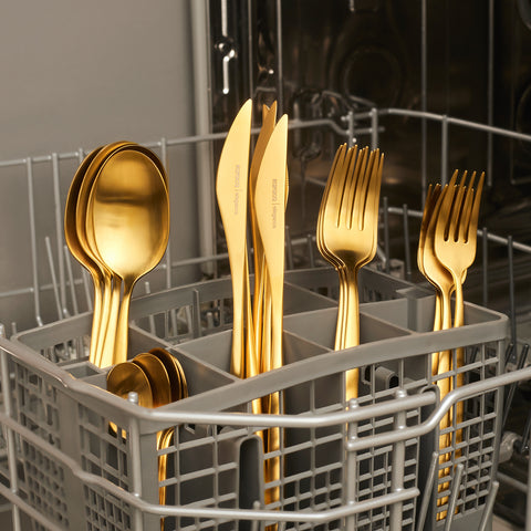 Karaca Lizbon Matte Gold 30-Piece Cutlery Set for 6 People