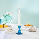 Karaca Marine Glass Candle Holder, Blue, 6.5 x 6.5 x 9 cm