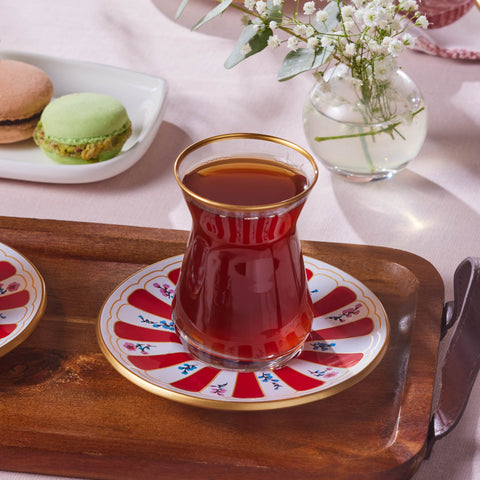  Karaca Bursa Turkish Tea Glass, 12-Piece, Red