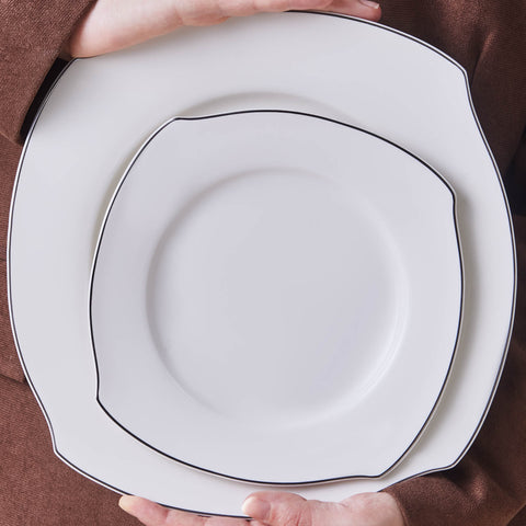 Karaca Square Bone Eterno 53 Parça 12 Kişilik Yemek Takımı Platin