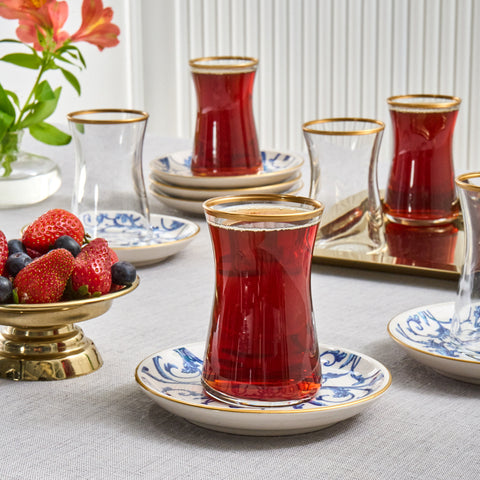 Karaca Mare 6 Kişilik 12 Parça Cam Türk Çay Seti, 170 ml, Şeffaf
 