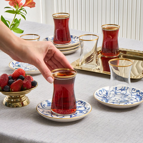 Karaca Mare 6 Kişilik 12 Parça Cam Türk Çay Seti, 170 ml, Şeffaf
 