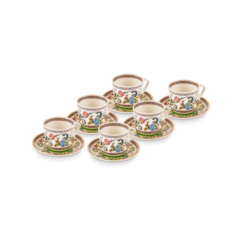 Karaca Yasemen 6 Kişilik 12 Parça Bone China Espresso Türk Kahvesi Fincan Takımı, 80 ml, Çok Renkli