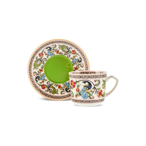 Karaca Yasemen 6 Kişilik 12 Parça Bone China Espresso Türk Kahvesi Fincan Takımı, 80 ml, Çok Renkli