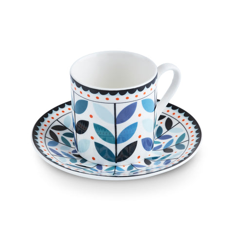 Karaca Tracy Gold 12-teiliges Bone China Espresso Türkisch-Kaffeetassen-Set für 6 Personen, 80 ml, Mehrfarbig