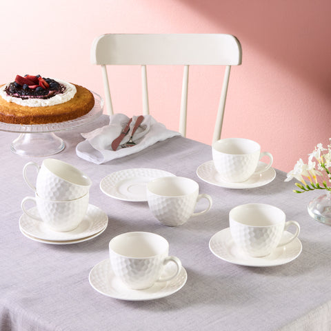 Karaca Nora Emboslu Çay Fincanı Seti, 6 Kişilik, 220 ml