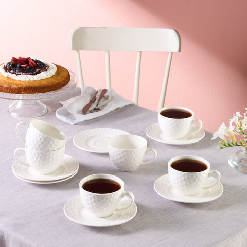 Karaca Nora Emboslu Çay Fincanı Seti, 6 Kişilik, 220 ml