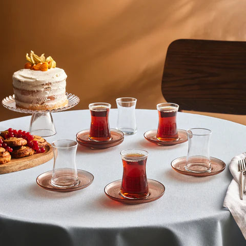 Karaca Juliet Mocha Mousse 6 Kişilik 12 Parça Çay Bardağı Seti, 170 ml