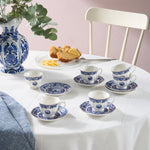Karaca Old Town 12-teiliges Bone China Espresso-/Türkische Kaffeetassen-Set für 6 Personen, 80 ml, Blau