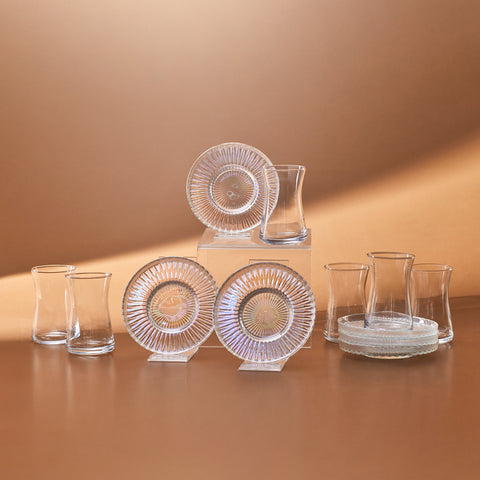 Karaca Lily 12-Piece Turkish Tea Set for 6 People, 170ml, Luster