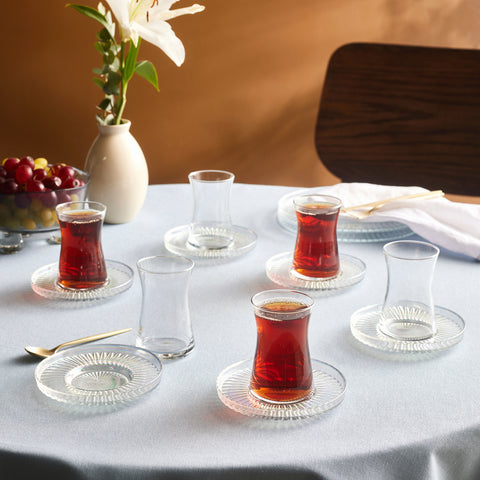 Karaca Lily 12-Piece Turkish Tea Set for 6 People, 170ml, Luster