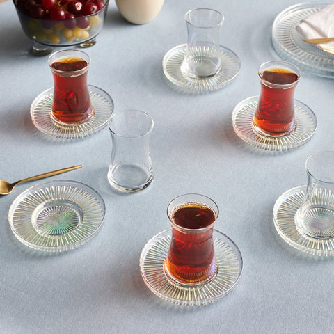 Karaca Lily 12-Piece Turkish Tea Set for 6 People, 170ml, Luster